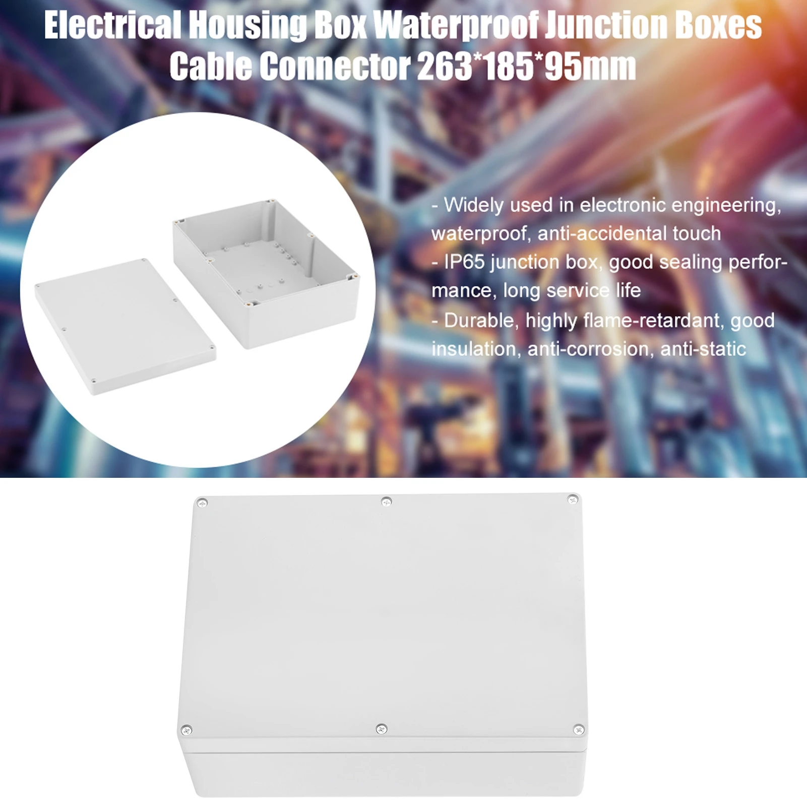263*185*95mm Water resistant White Plastic Enclosure Project Case DIY Junction Box