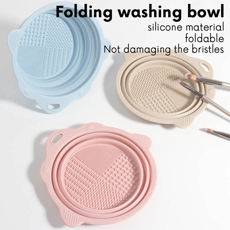 Makeup Brush Cleaning Bowl Brush Tool Thorough Cleaning Without Hurting Bristles Multi-functional Silicone Cleaning Folding Bowl