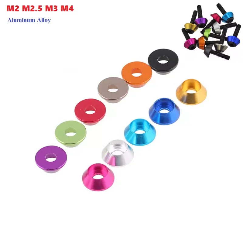 10pcs M2 M2.5 M3 M4 Aluminum Colorful Anodized Washer RC Car Flight Model Gasket For Cup Head Hex Socket Screw Bolt