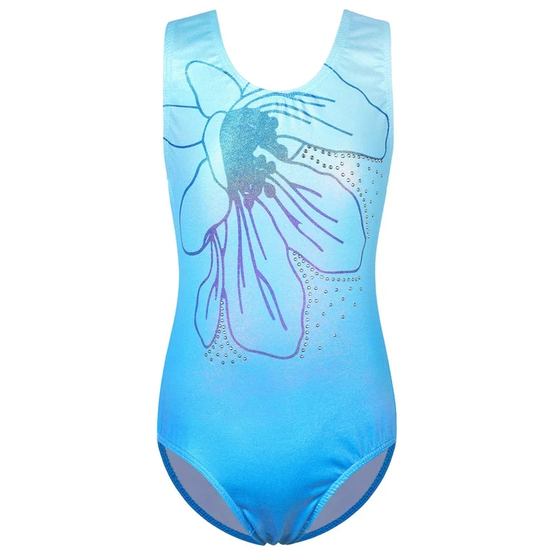 BAOHULU Jugendliche Ballett Kostüm Flamme Drucken Gymnastik Trikot Ein Stück Ärmellose Overall Kinder Praxis Outfit Tanz Body