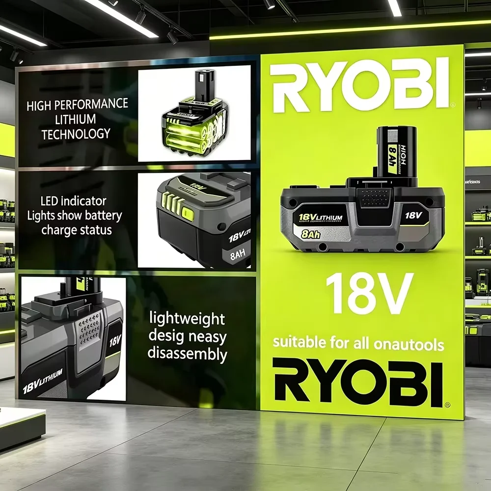 Heavy Duty Ready! Genuine RYOBI 18V 8.0Ah, High Capacity, No Memory, 4 P-Series Fit