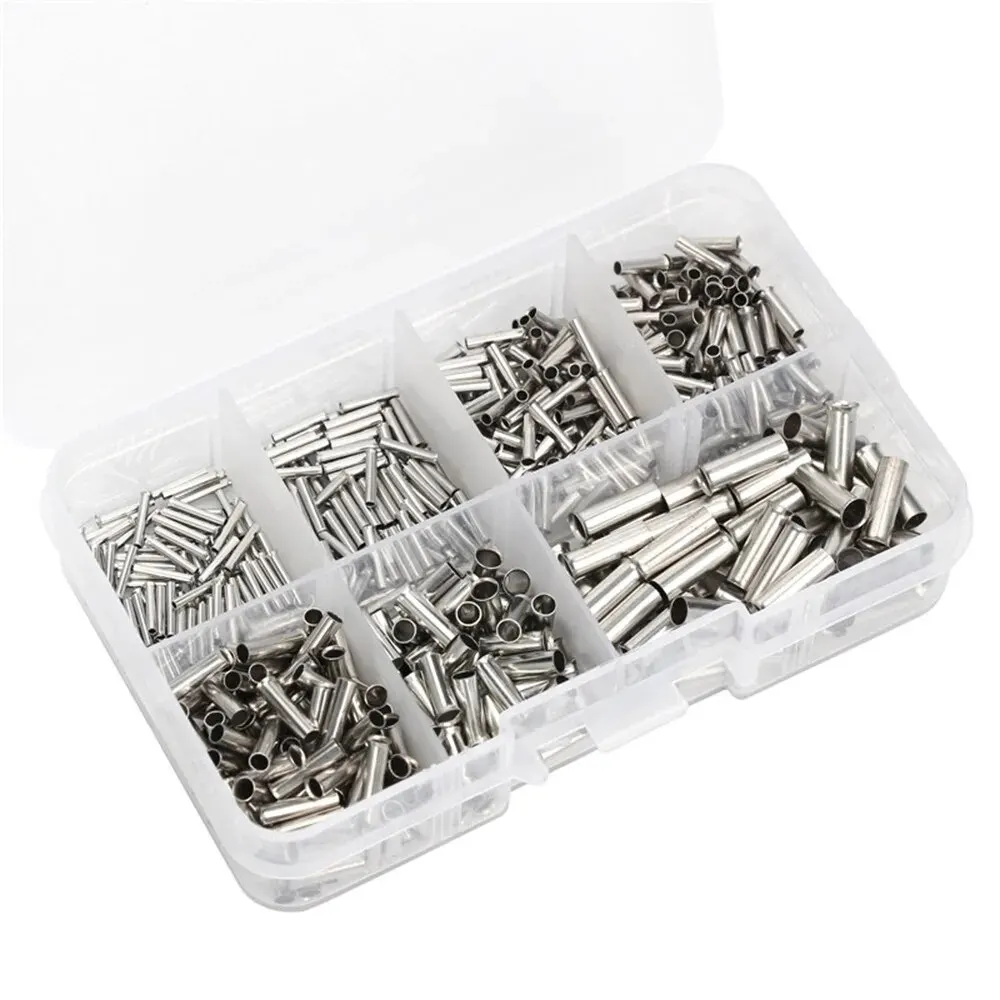600Pcs Tin-coated Copper Uninsulated Crimp Terminal 0.5mm2-6.0mm2 Bootlace Ferrules Cord End Electrical Wire Cable Connector image 2