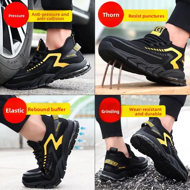 남성용 안전 신발 강철 발가락 부드러운 밑창 남성 신발 보호 기능이 있는 경량 통기성 작업 신발 내마모성