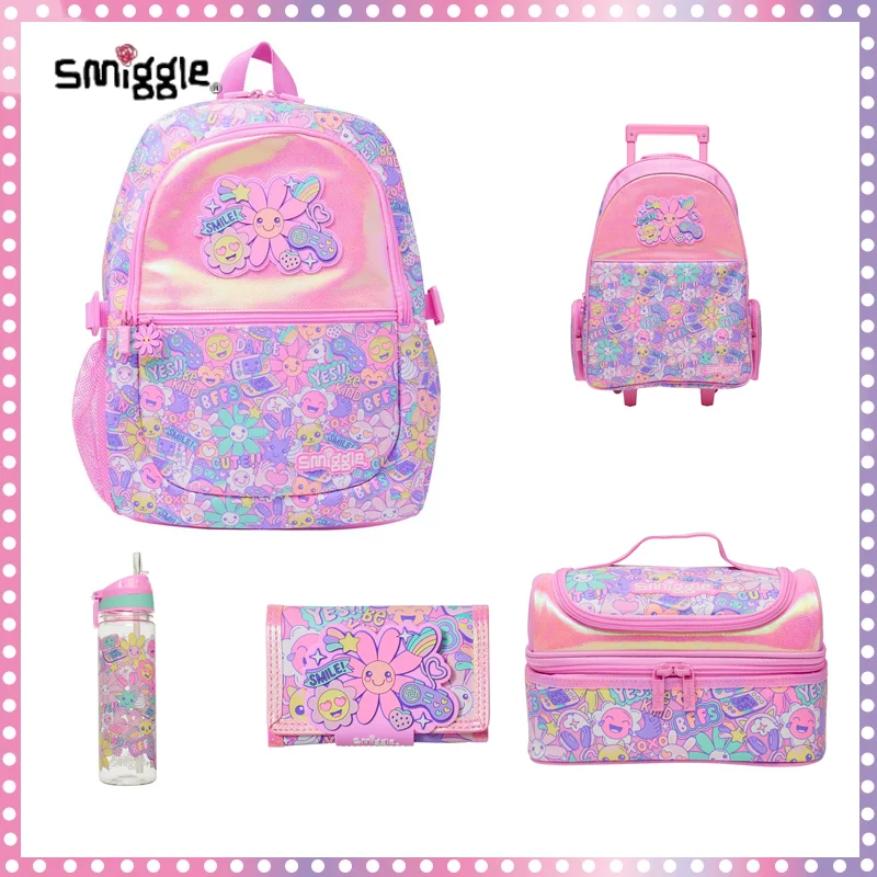 

New Australian Smiggle Cartoon Backpack For Girls Large Capacity Primary School Backpack Cute Wallet Pen Case Schoolbag Gift Set