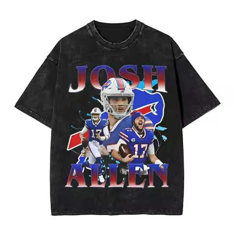 Josh Allen T Shirt Men Pure Cotton Novelty T-Shirts Round Neck Tees Short Sleeve Tops Gift Idea