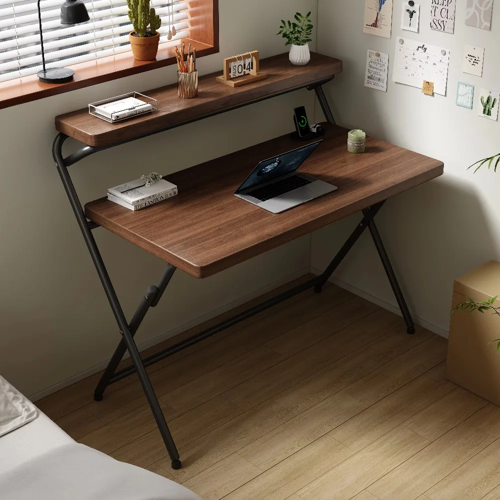 Folding metal  rectangular installation small computer table bedroom study rental room simple bedside table