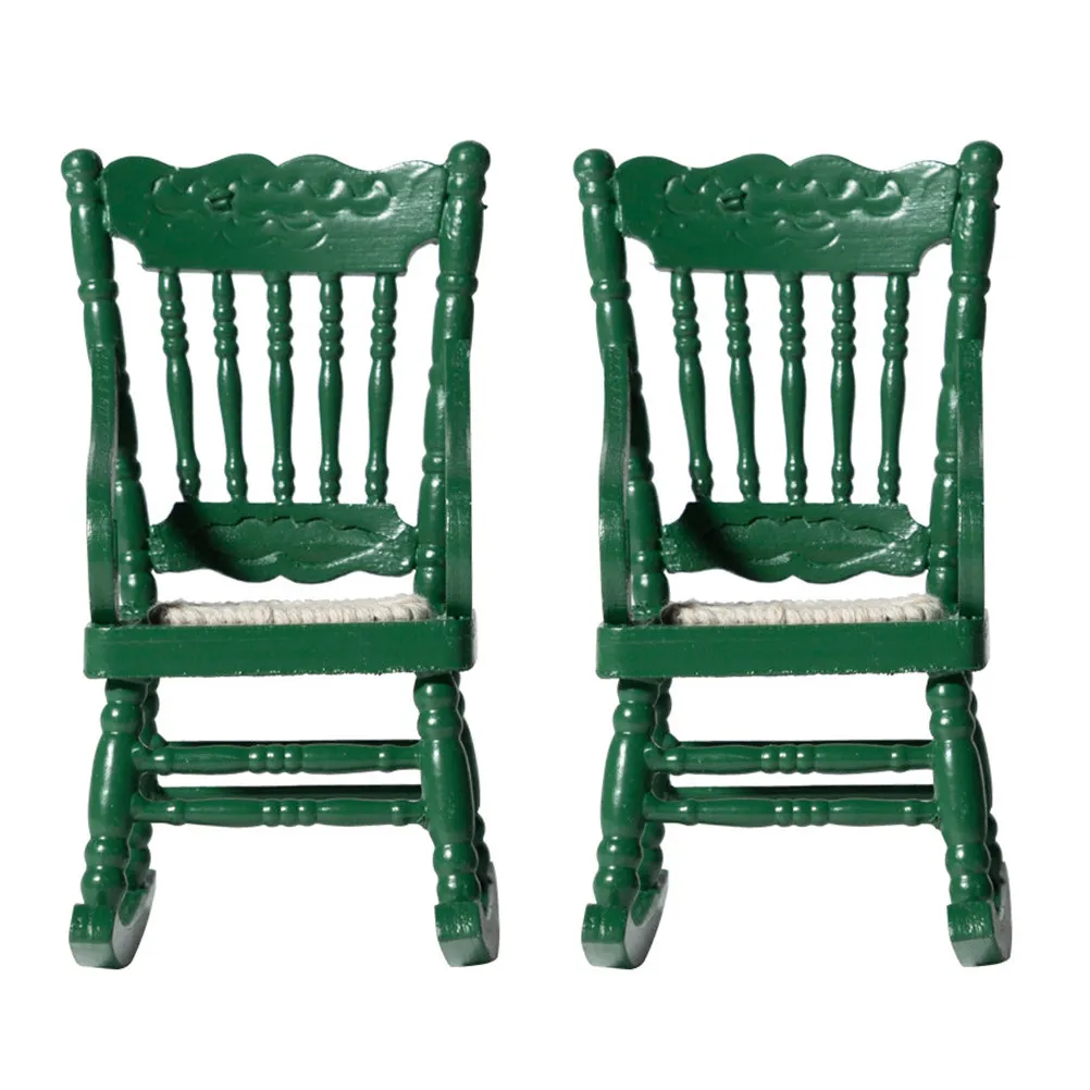 

2Pcs Mini Furniture Models Wooden Rocking Chairs Mini House Chair Decors Bedroom Ornaments Tiny Furniture Layout Scene