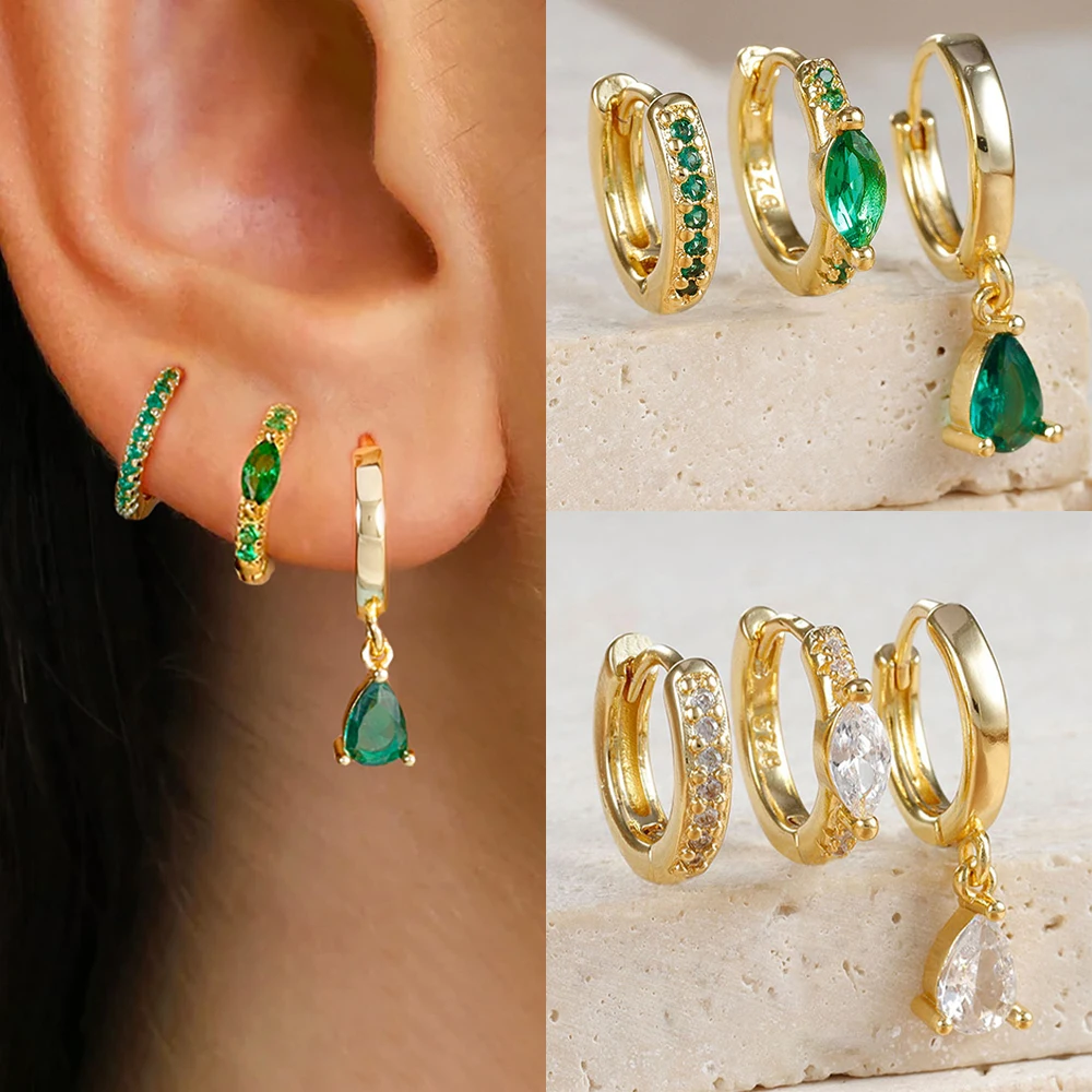 3PCS Vintage Stainless Steel Huggie Ear Piercing Earring Sets for Women Tiny CZ Zircon Unique Punk Hoop Earrings Fashion Jewelry