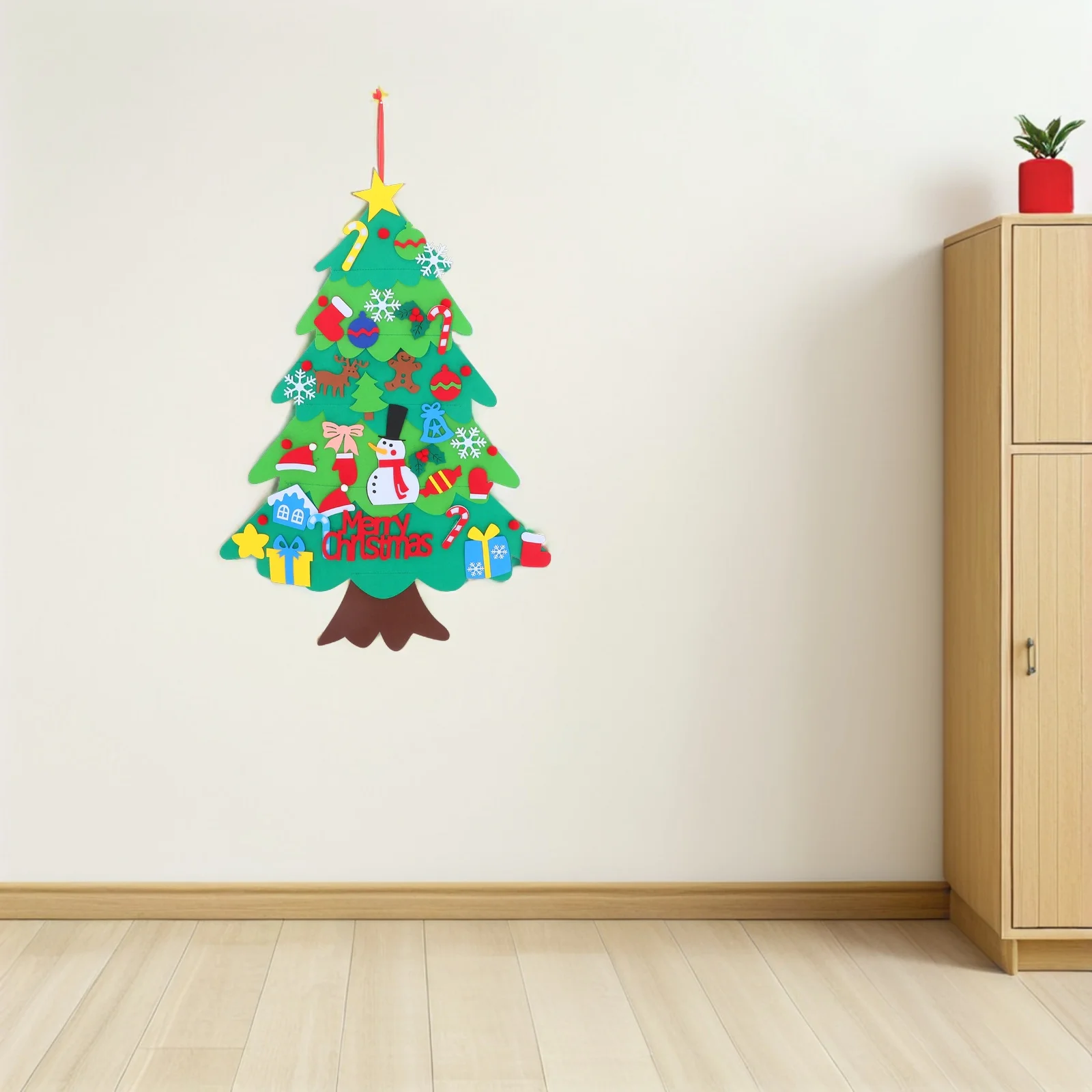 

Felt Christmas Tree Set Hanging Decor Ornaments Decorative Sticker Pendant DIY Detachable