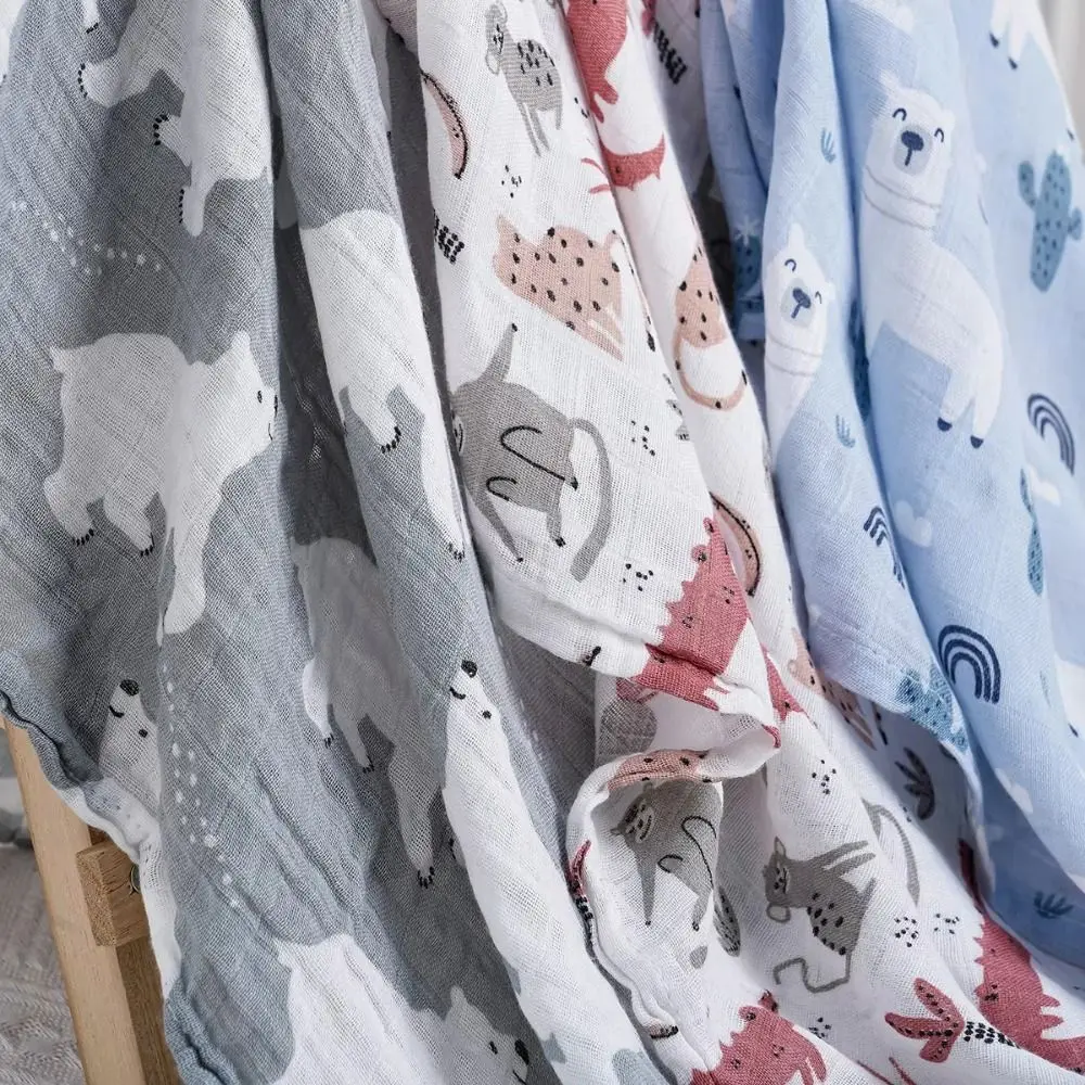 

Мягкое детское пеленальное одеяло, хлопковая детская накидка с мультяшным принтом, спальный мешок, двухслойный гипоаллергенный чехол для детской коляски