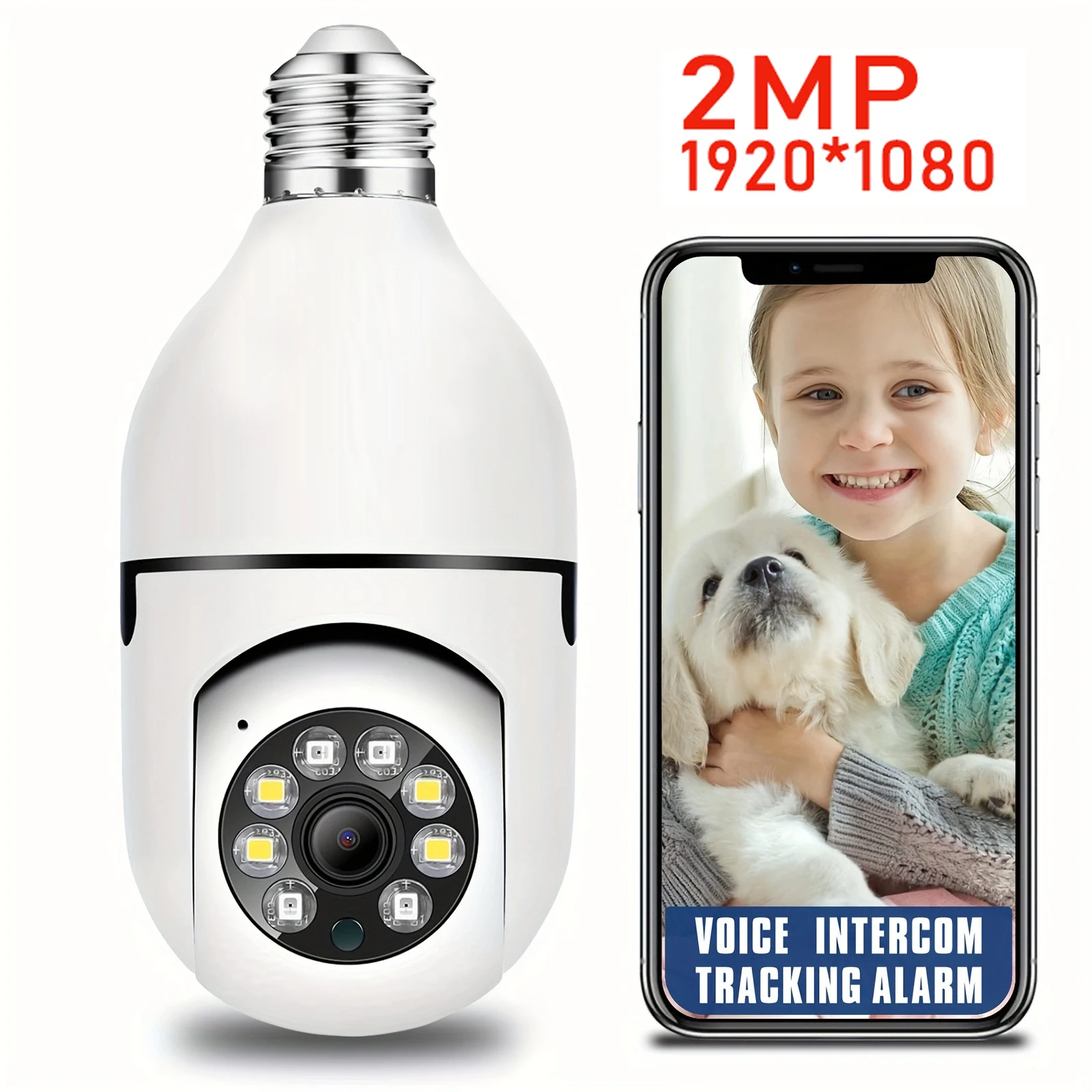 E27 Bulb WIFI Camera Night Vision Surveillance Cameras 2MP Automatic Human Tracking 4X Digital Zoom Video home Security Monitor