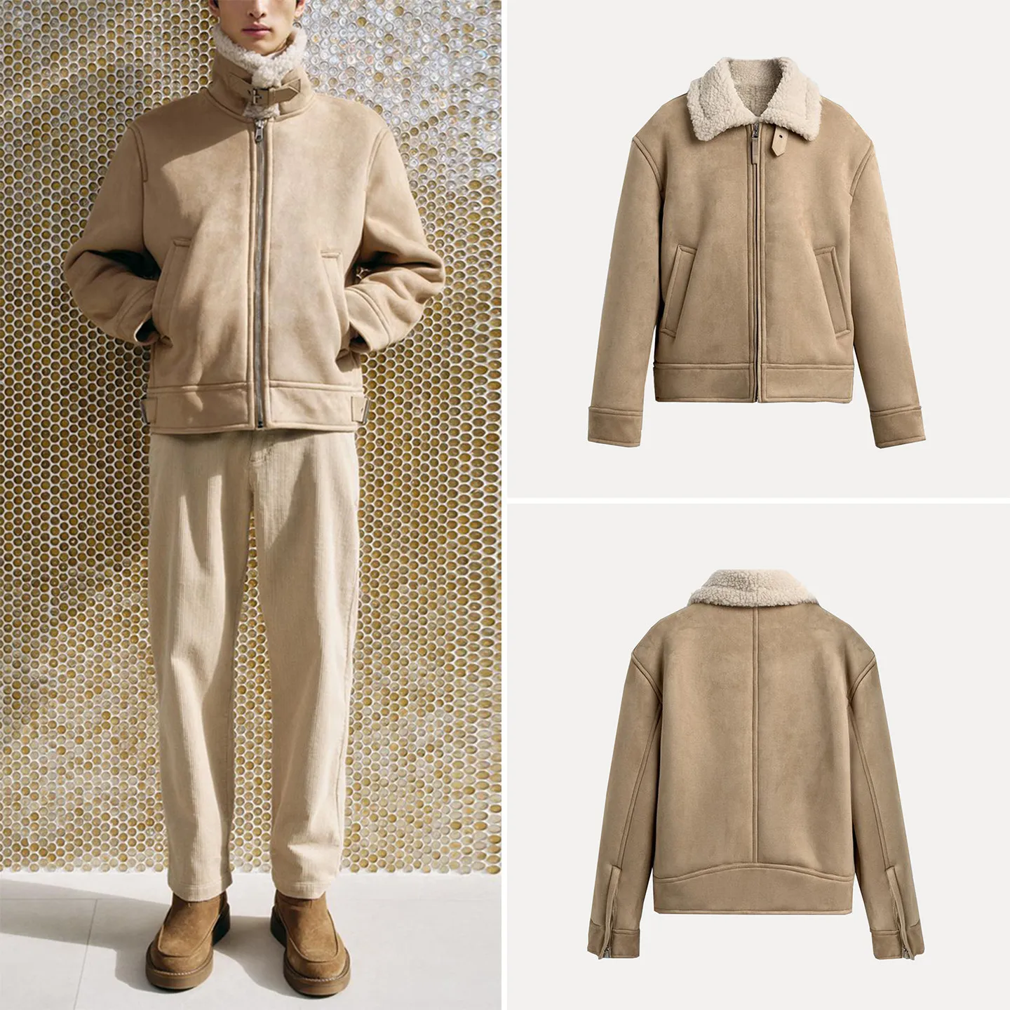 

Double-Sided Men's Jaet Spring 2026 Long Sve Zipper Fur Collar Casual Comfortable Fit Chinese Brand Z Commute Sle