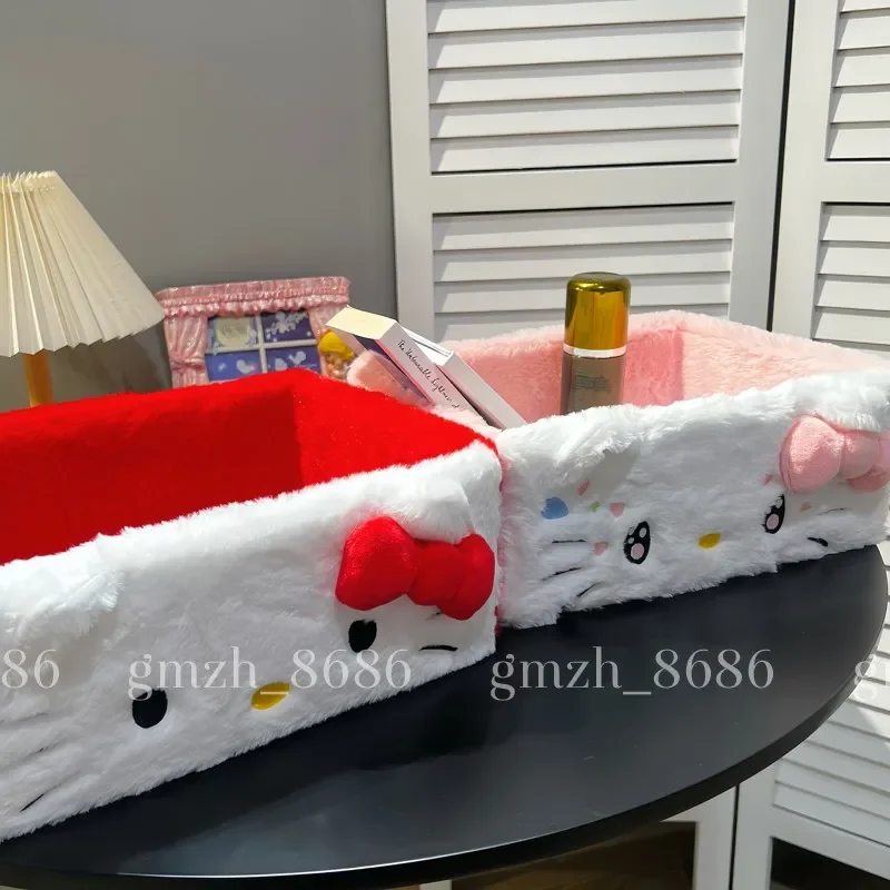 

Sanrio Hello Kitty плюшевые корзины для хранения для девочек, настольный контейнер для хранения косметики, украшение для рабочего стола