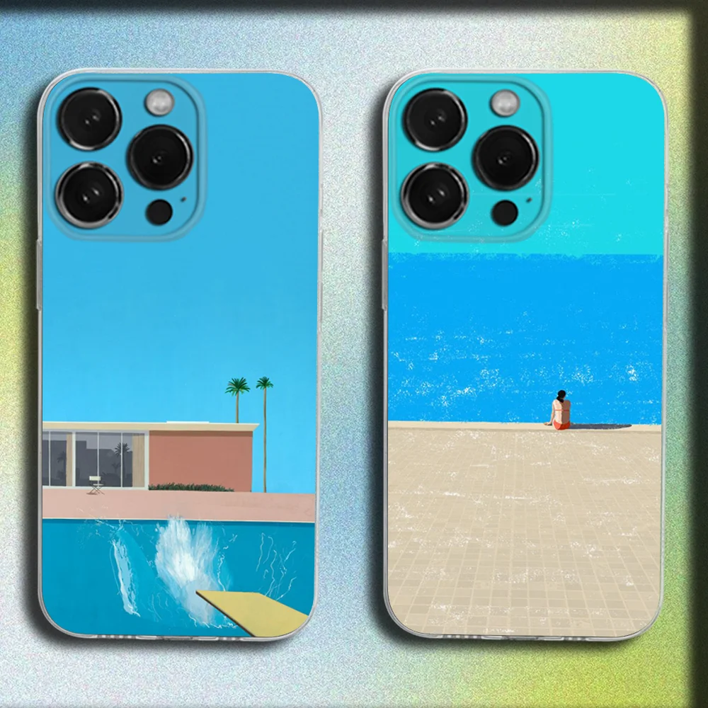 

David Hockney Art Phone Case For iPhone 16,15,14,13,12,11 Plus,Pro,Max,XR,XS,X,Plus,SE,Mini Transparent Soft Cover