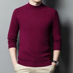 Suéter de punto para hombre, jerseys cálidos de Cachemira, suéter informal ajustado de Cuello medio alto Harajuku, sudaderas de punto para hombre