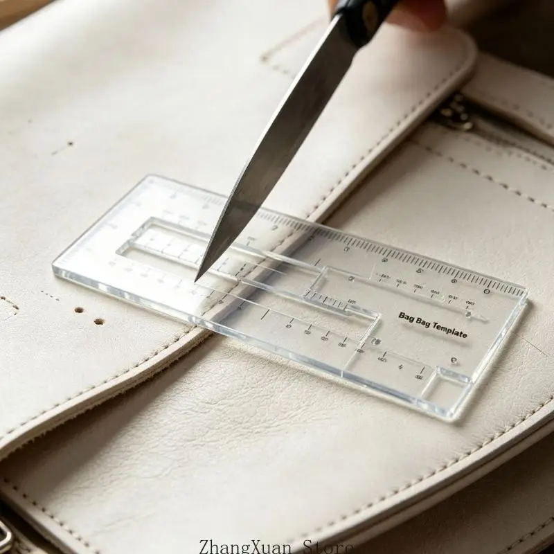 Geldbörsen-Entwurfsanleitung-Set aus klarem Acryl, Nähhilfen für quadratische Taschen zum Zeichnen, Schneiden, Planen und – Detail 7