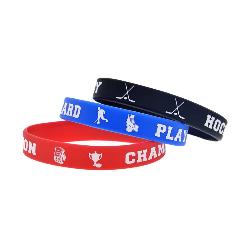 1 Stück/3 Stück Hockey-Silikonarmband, sportliches, motivierendes Gummiarmband, Erwachsenengröße. – Detail 9