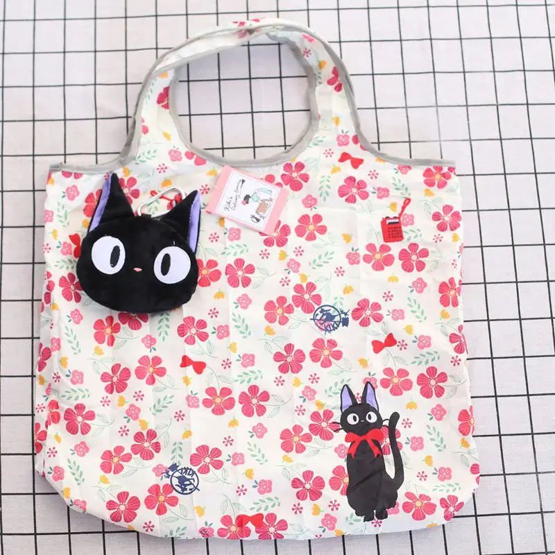 애니메이션 만화 접이식 쇼핑백 두꺼운 나일론 대형 토트 재사용 가능한 폴리 에스터 휴대용 어깨 여성용 핸드백 접이식 주머니