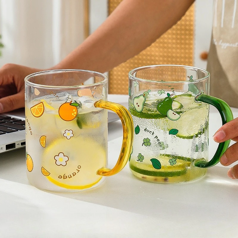 

LTT cute cartoon glass high temperature resistant straw cup high value coffee cup