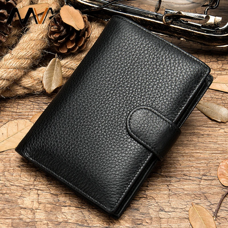 

High Quality Genuine Leather Slim Wallet For Man Soft Cowskin Short Pocket Purse Men Male Bifold Thin Purse Lightweight Business