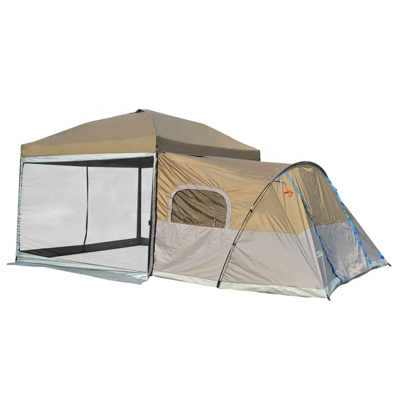 Factory  direct high quality outdoor fold  camping  extension tent, fiberglass pole  Family Tent with Oxford Fabric