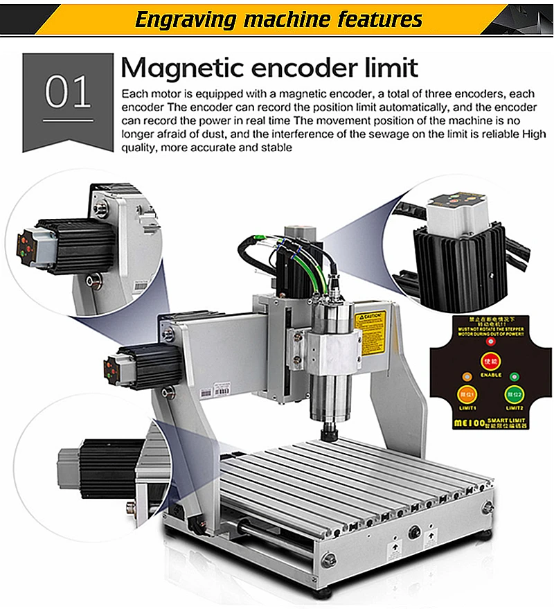 3040 2.2KW 4 Axis Milling Machine Industrial Use 1.5KW 3 Axis Wood Engraving Cutting Machine with Handwheel Water Tank Optional