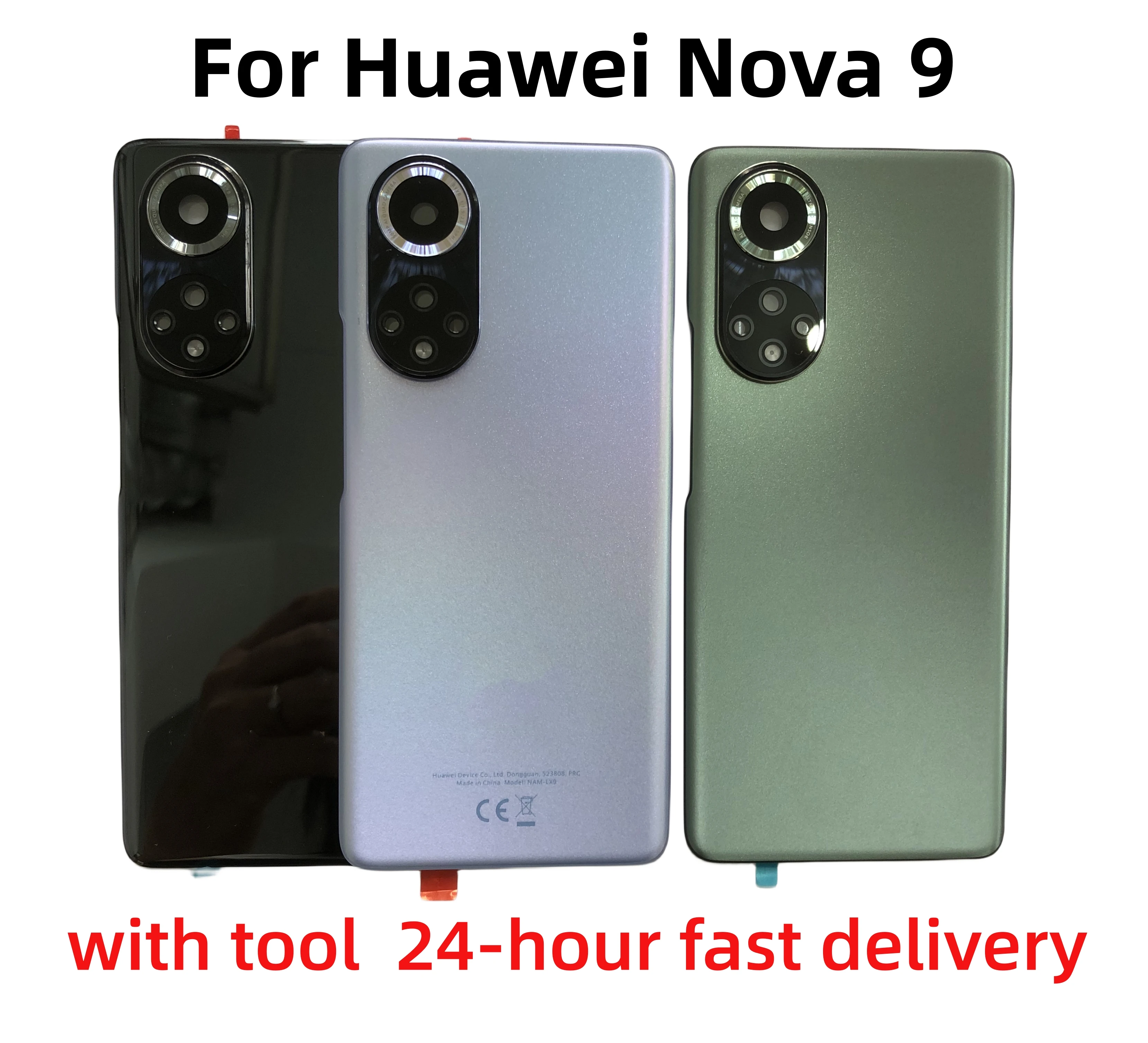 Glass For Huawei Nova 9 Battery Cover Rear Door Housing Nova 9 Back Case  with Camera Frame Lens Logo Repair Parts