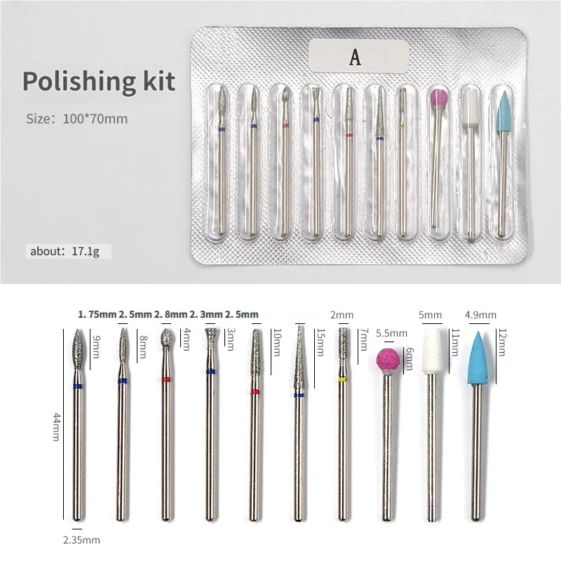10 قطعة/المجموعة مسمار أظافر ماسية مجموعة لقمة مثقاب قاطعة المطحنة ل مانيكير الروتاري لدغ ملف الأظافر الكهربائية أداة إزالة الجلد الميت