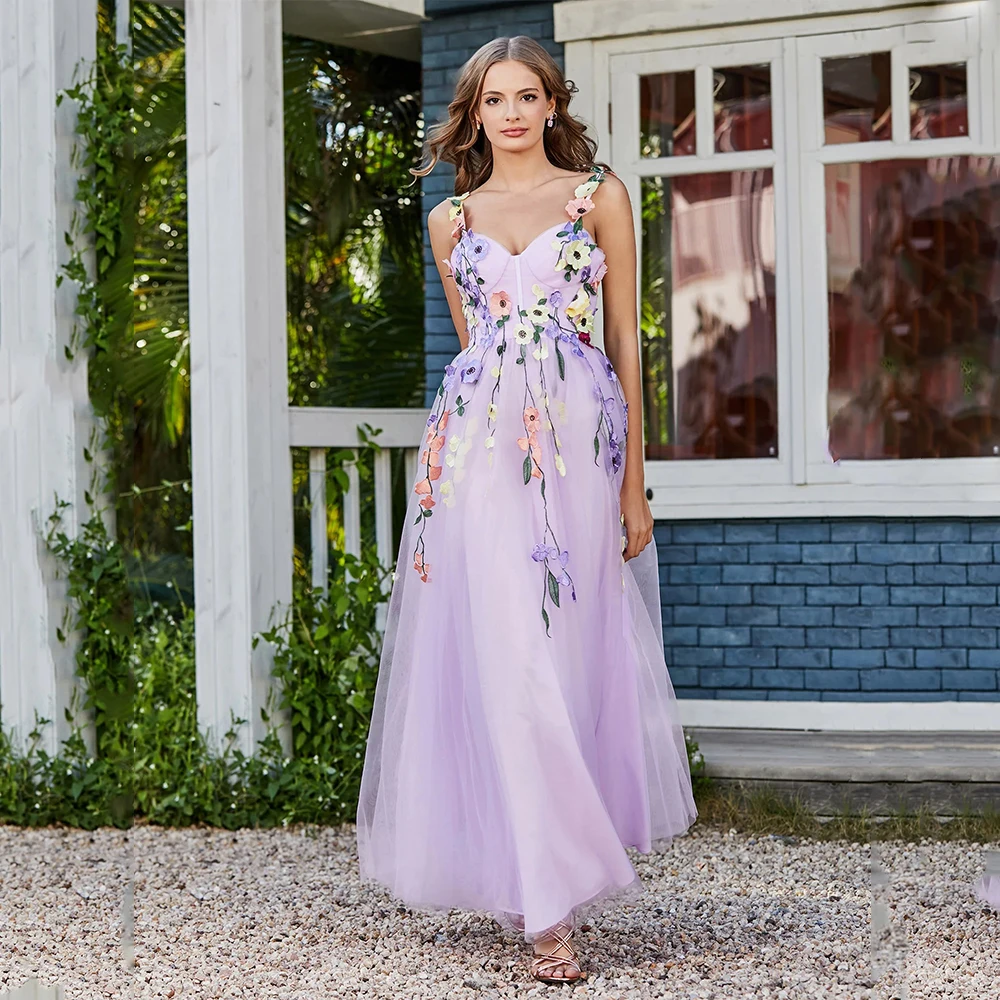 

DRESS FORU Purple Elegant Evening Dresses Tulle for Floor-Length Sweetheart Prom Dress Appliques Vestidos De Fiesta Customized