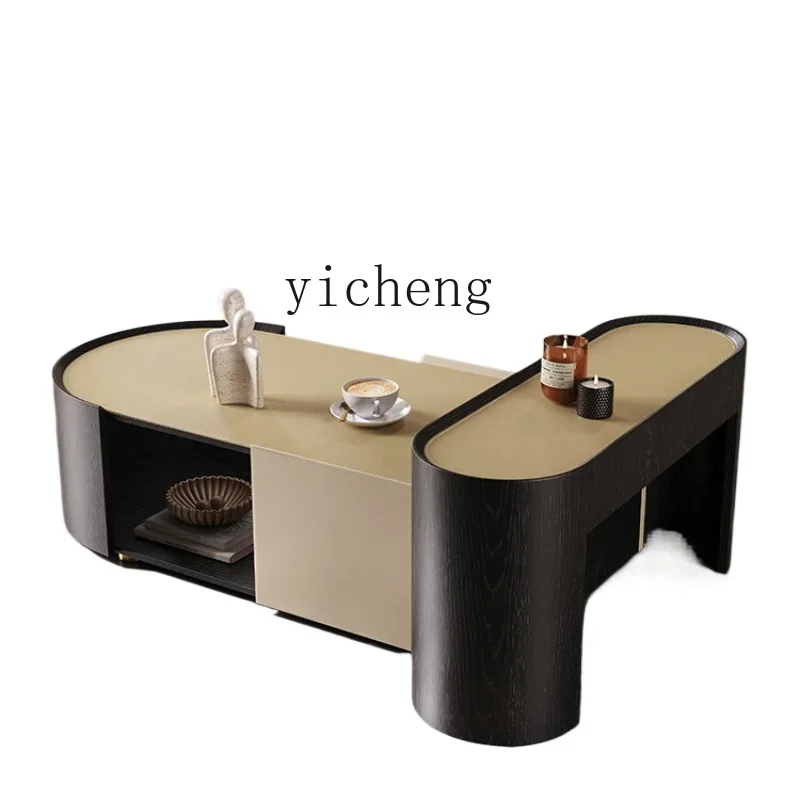 Minimalist Coffee Table Living Room Small Apartment Creative Saddle Leather Art Light Luxury High-End Decoration