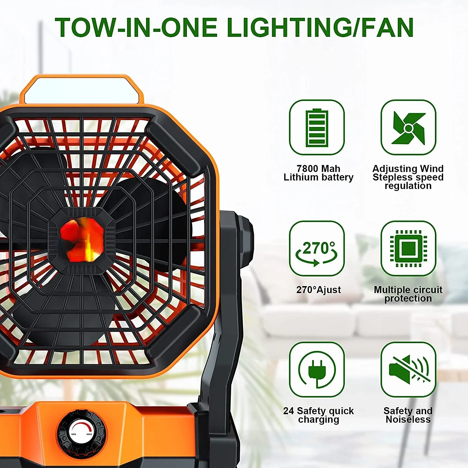 

Hot Selling Outdoor 2 in 1 Mini LED Tent Light Fan Portable Camping Lantern with Ceiling Fan