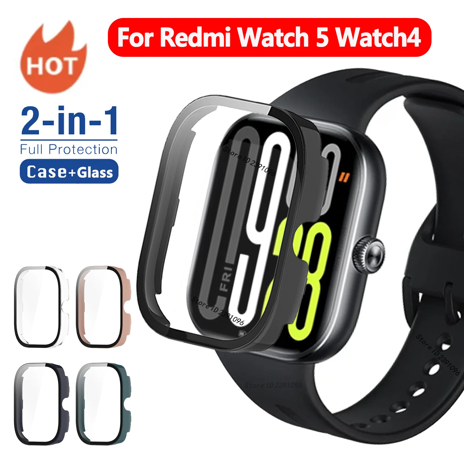 حافظة من الزجاج المقسى + PC لساعة Xiaomi Redmi 5 /Watch 4 ساعة ذكية واقي للشاشة ممتص للصدمات لساعة Redmi 5 ملحقات غطاء