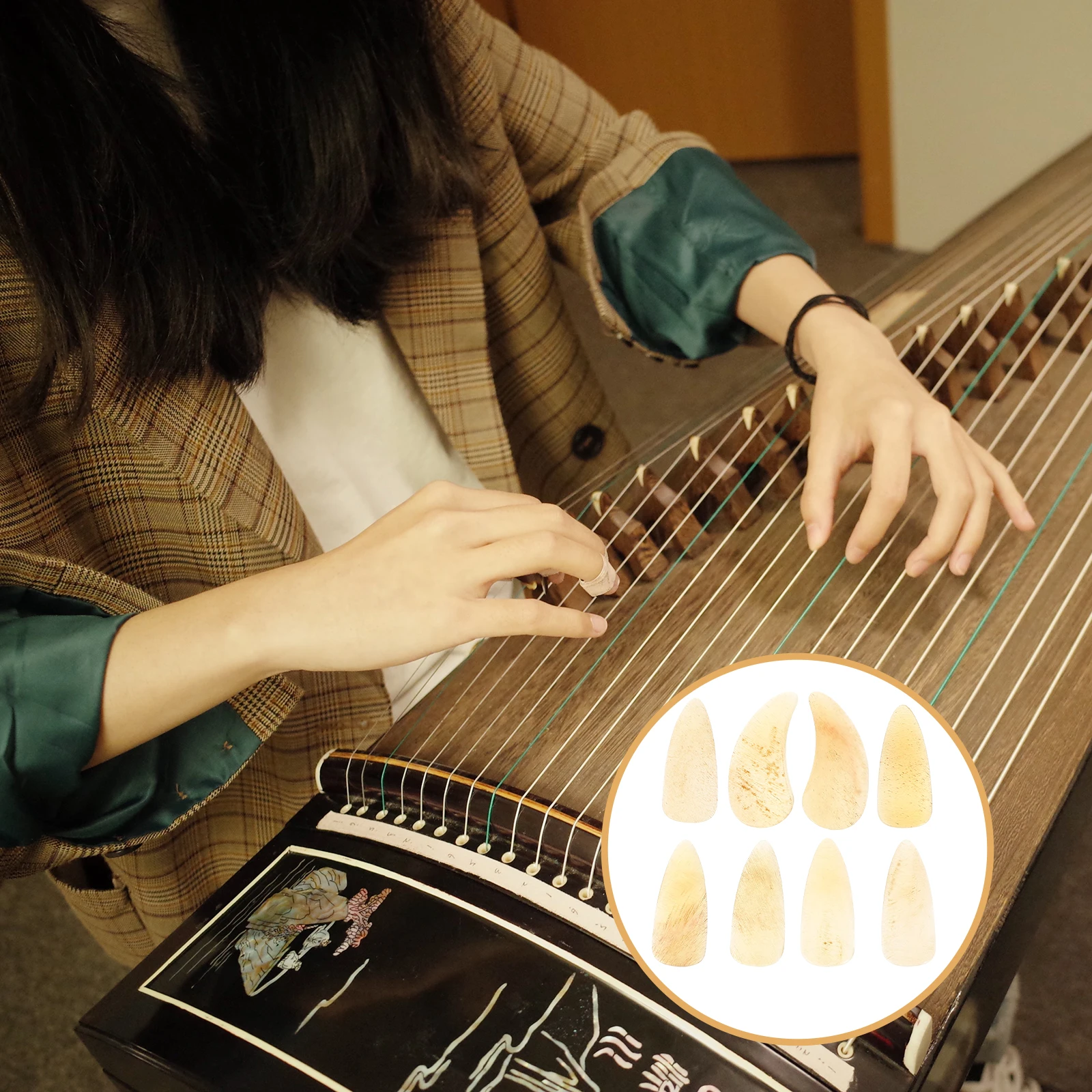 

8 Pcs Guzheng Nails Fingertip Protection Covers Protectors Premium Fake Picks Thumb