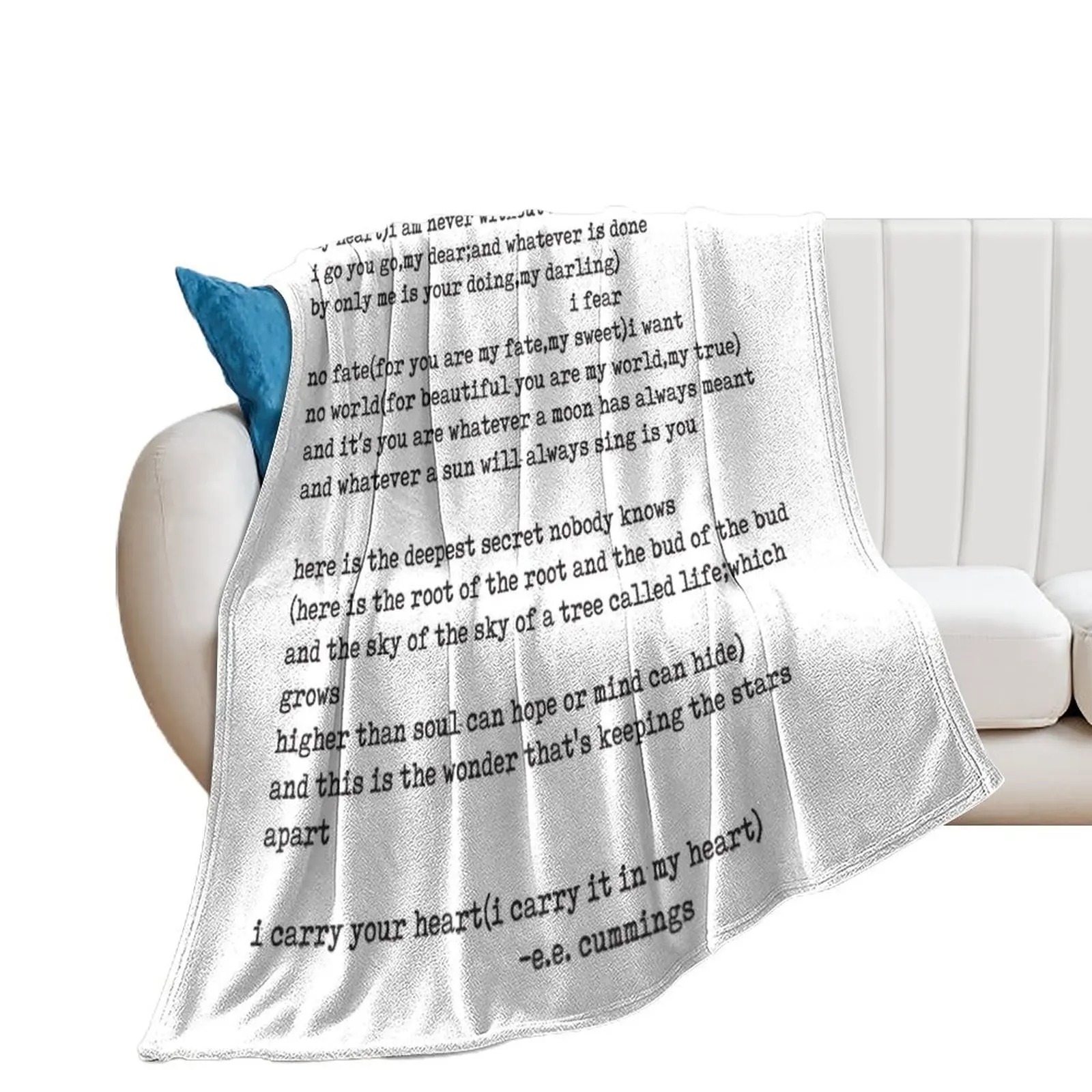 I Carry Your Heart With Me E.E. Cummings Typography Throw Blanket Designers Polar Luxury Thicken Blankets