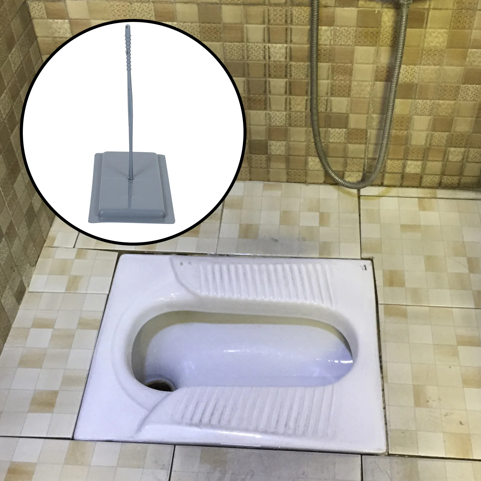 ฝาปิดโถส้วมแบบนั่งยอง ฝาครอบโถส้วมพลาสติกแบบนั่งยองพร้อมที่จับ อุปกรณ์ห้องน้ำอเนกประสงค์สำหรับห้องน้ำสาธารณะ ป้องกันกลิ่น