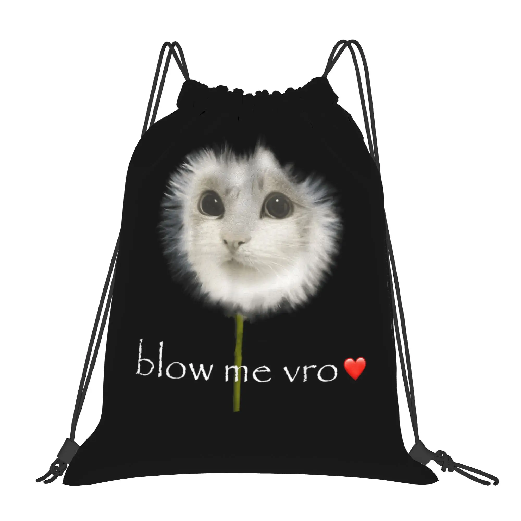 Meowl Cat Owl Meme Drawstring Backpack Sports Gym Sackpack Water Resistant  String Bags for Working Out
