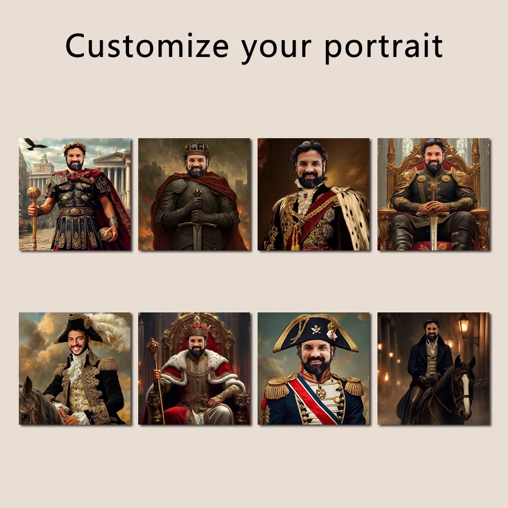 Personalized Renaissance Victorian Historical Royal King Poster Custom Man Portrait Art Picture Canvas Print Home Wall Decor