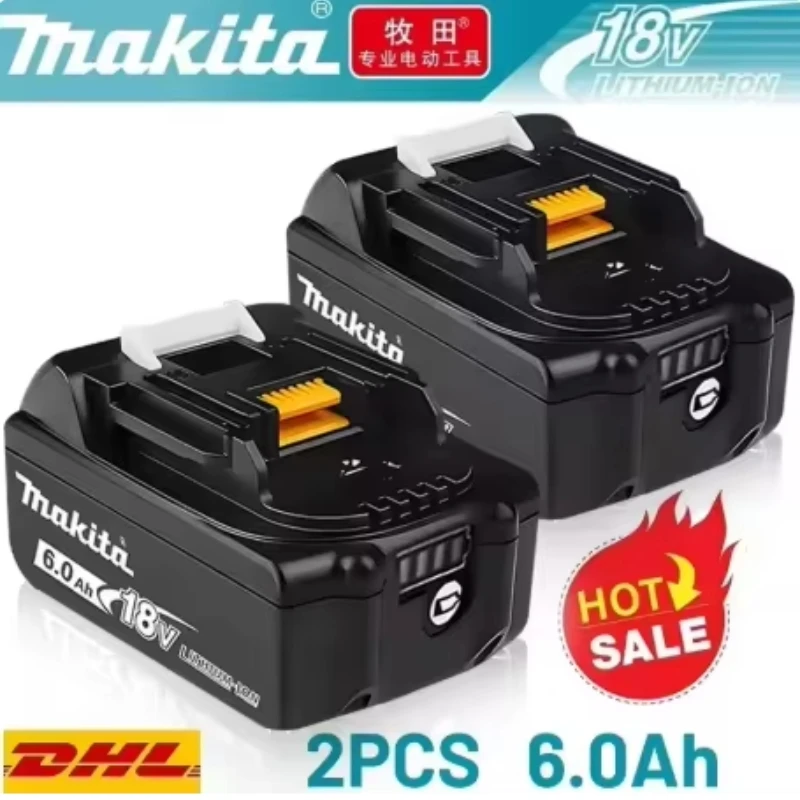 Original Makita 18V Battery 6Ah, High Capacity Lithium-Ion Batterie Makita 18V, Compatible with 18V Makita Tools