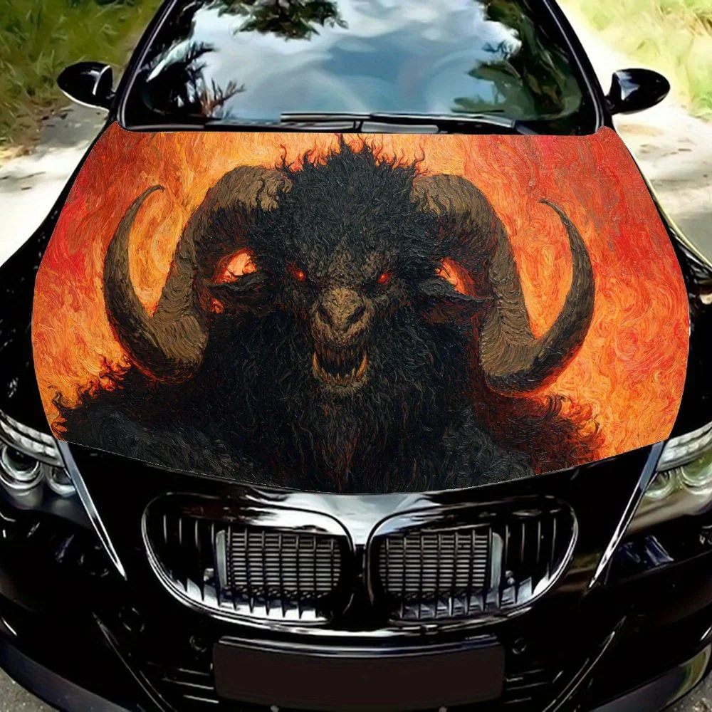 

Наклейки на капот автомобиля Fierce Flame Demon, водонепроницаемые самоклеящиеся, устойчивые к царапинам, легко приклеиваемые, прочные автомобильные наклейки из ПВХ, автомобиль