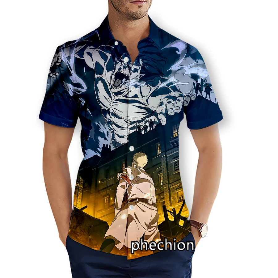 phechion Mens Short Sleeve Beach Shirts The Final Season - Part 2 3D Print Casual Shirts Fashion Streetwear Men Tops X204