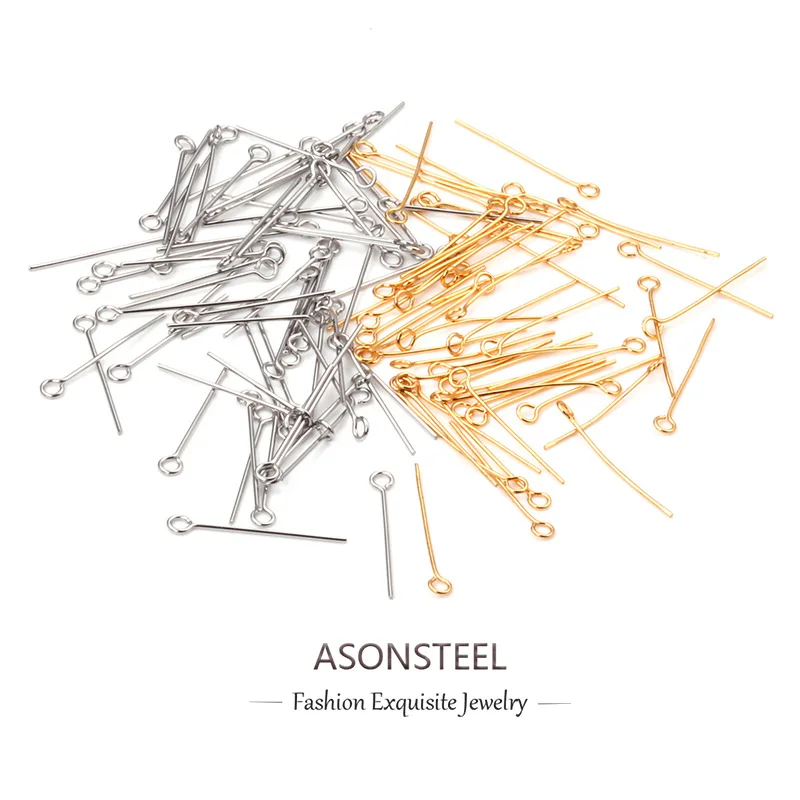 

ASONSTEE 100/500pcs Stainless Steel Head Pins Eye Head Pins Findings Connector Jewelry Accessories Supplies Craft Jewelry Making