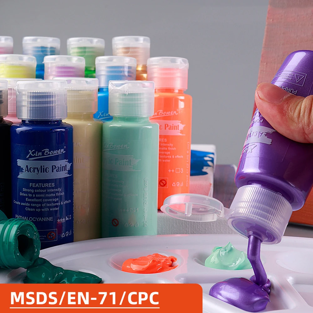 Ensemble de Pigments acryliques fluorescents métalliques Macaron, 60ml x 6, couleurs acryliques, peintures à la main dorées, bricolage, Graffiti à la main, peinture