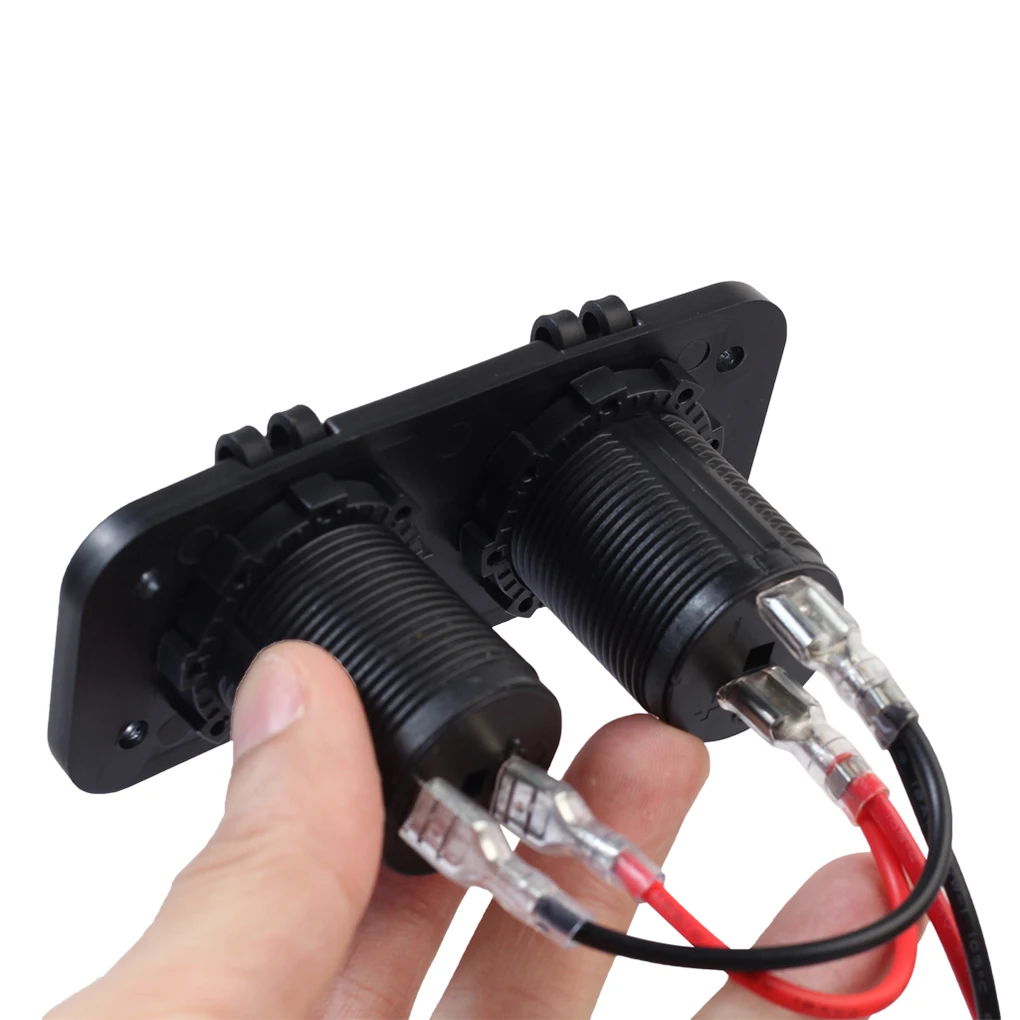 

ABS Car Auto Motorcycle 12V Cigarette Lighter Waterproof Panel 2 Female Socket Power Outlet Plug