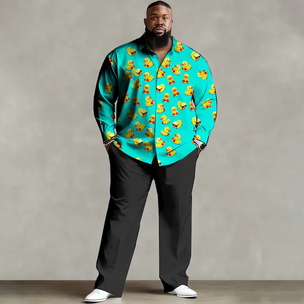 

S-9xl plus size Men's Shirt Set: Goofy Animal Charm - Breathable Fabric, Sleek Witty Animal Designs, Wrinkle-Resistant,