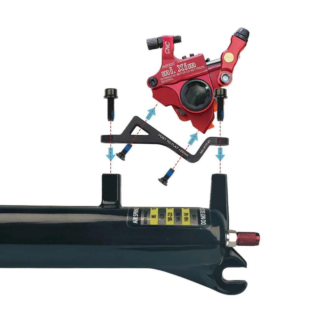 Fahrrad-Scheibenbremsenadapter: Post-Mount auf Flat-Mount Adapter für Scheibenbremssättel vorne und hinten – PM auf FM für 160-180mm Rotoren – Detail 13
