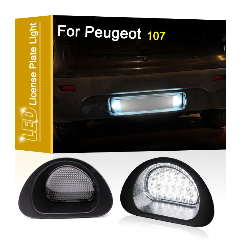 12V LED Number Plate Lamp For Peugeot 107 2005 2006 2007 2008 2009 2010 2011 2012 2013 2014 White License Plate Light Assembly