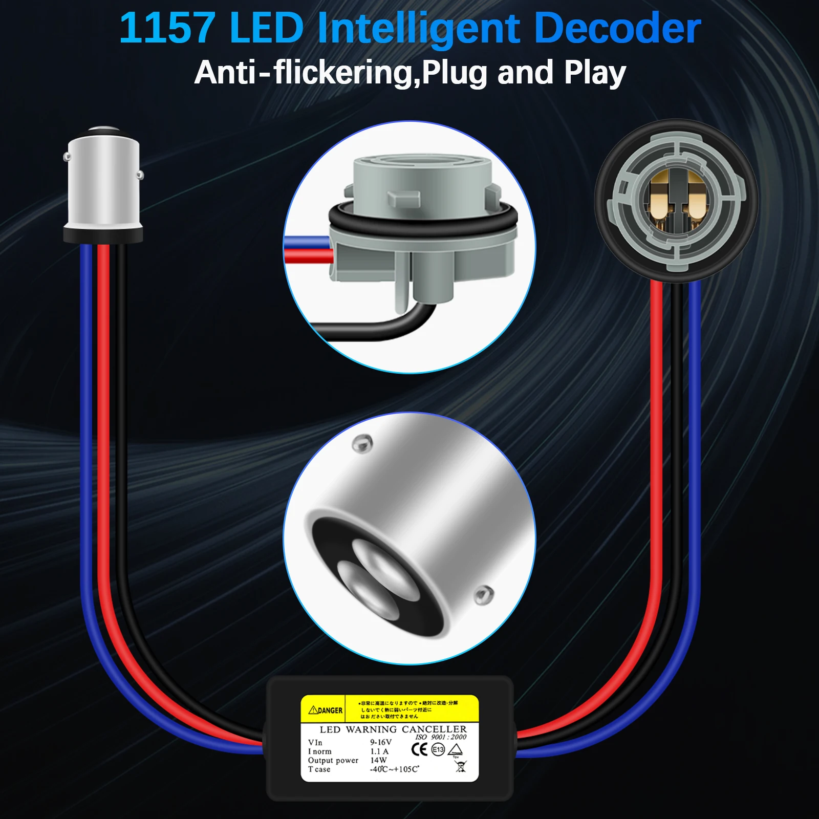 FENIKbuc-Ampoules LED 1157 7443 P21/5W W21/5W P27/7W, décodeur Canbus 9-16V 1.l'autorisation 14W,2 pièces