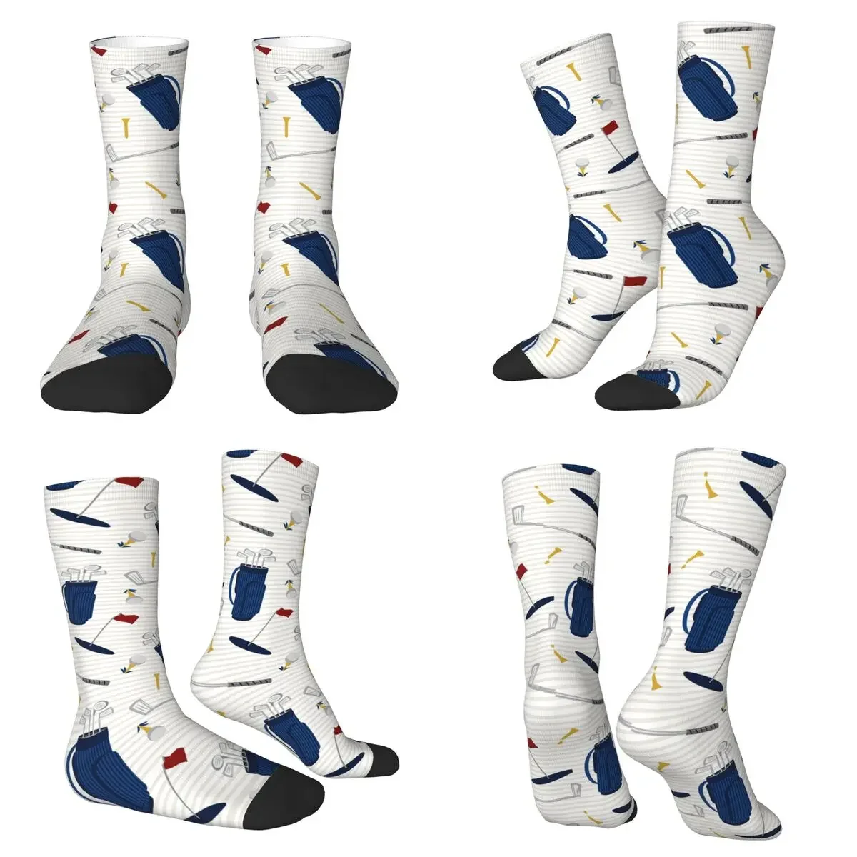 

Tee Time - Носки для гольфа с изображением клюшек и ти-совок, в стиле Харадзюку, впитывающие пот, всесезонные носки, подарки на День святого Валентина