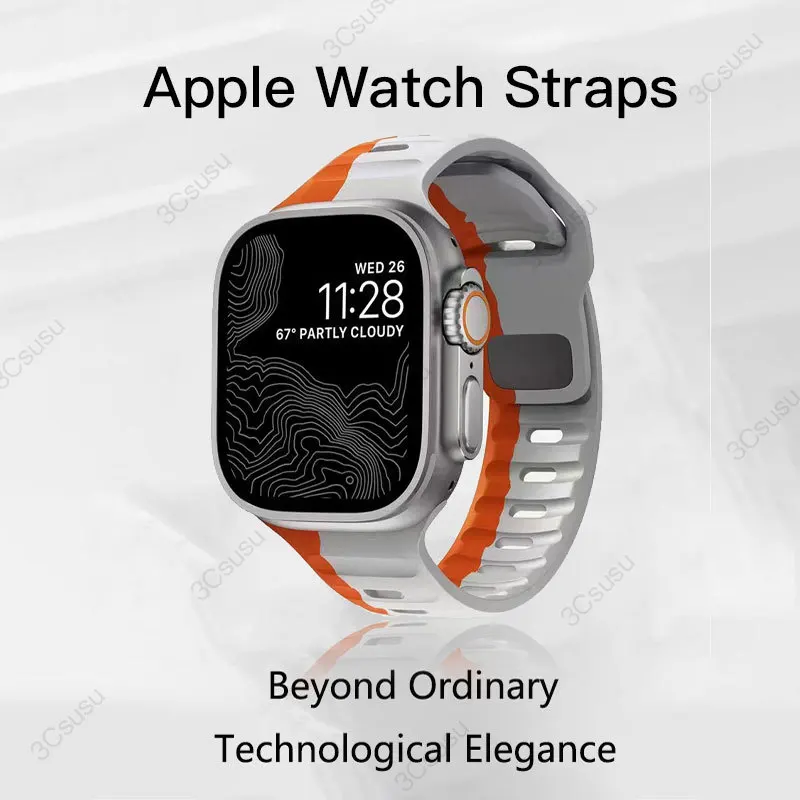 Силиконовый ремешок для Apple watch Ultra2 band 9 8 7 6 SE 5 4 40 мм 44 мм 41 мм 45 мм 49 мм, браслет для i watch series 1/2/3 38 мм 42 мм