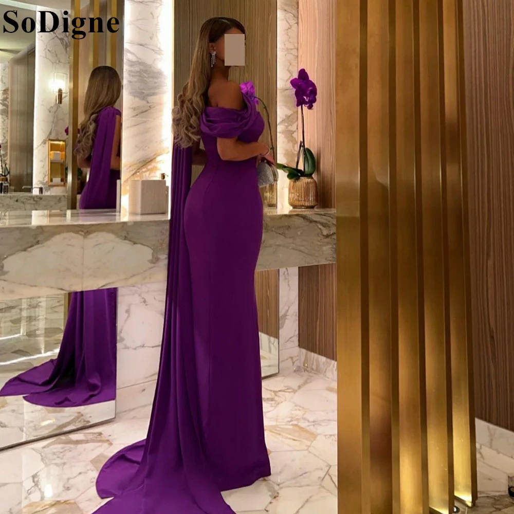 SoDigne Elegant Purple Mermaid Satin Evening Gown One Shoulder 2024 Saudi Arabic Formal Party Prom Dress for Women Customized
